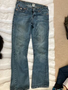 True Religion Women's Straight Jeans in Faded Blue
